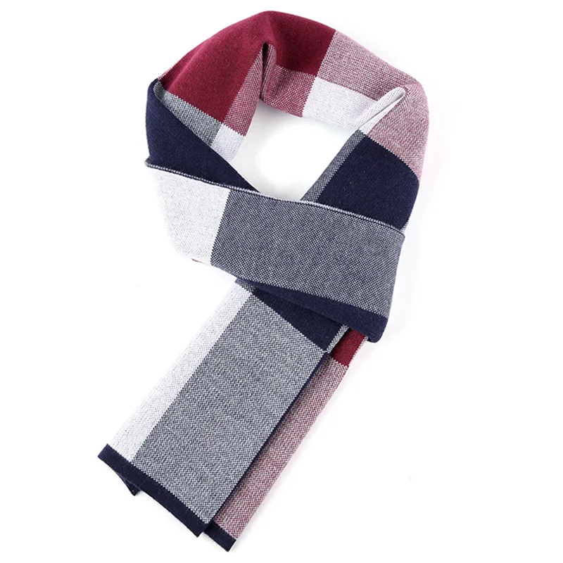 

Casual warm business 2021 winter scarf men's plaid knitted cotton scarf men