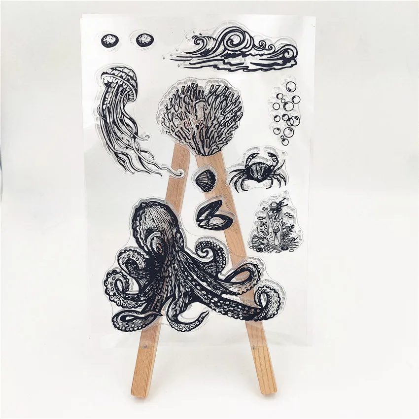 Подводный мир прозрачный силиконовый штамп/уплотнение для DIY декоративный