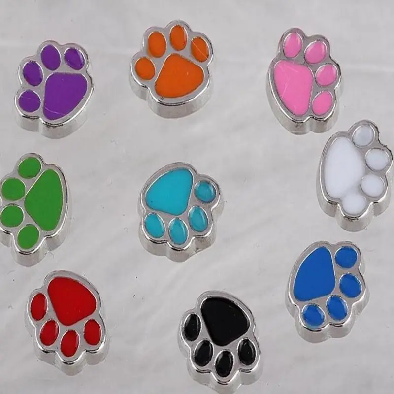 Оптом плавающий медальон Подвески 7 мм 50 шт. смешанный принт собачьей лапы