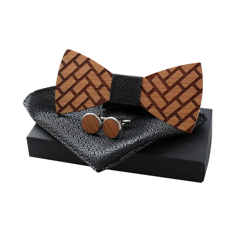 YUNCLOS Мужской деревянный галстук-бабочка галстук костюм из трех предметов модный