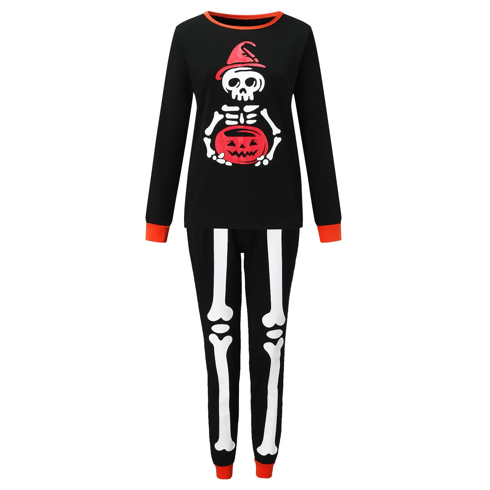 

Семейная пижама с принтом со скелетом тыквой на Хэллоуин, одинаковые костюмы, топ со скелетом, штаны, пижама, семейная Пижама, комплект для с...