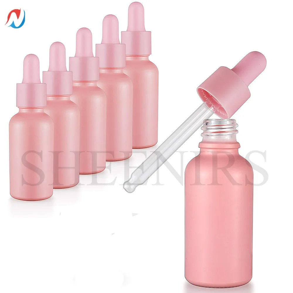 

Sheenirs 6pcs 30ml Pink Coated Glass Dropper Bottle 1oz empty Eye Dropper Bottles Essential Oils Chemistry Lab Hair oil home use