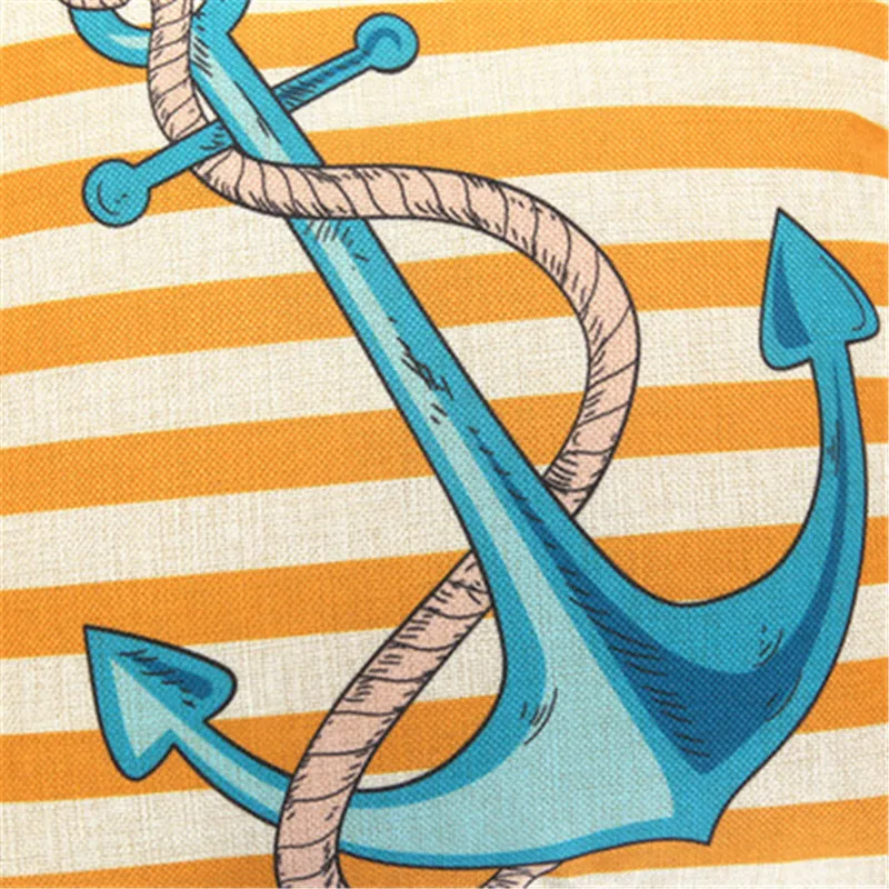 Навигационная льняная подушка с морской звездой темно синего цвета Морская