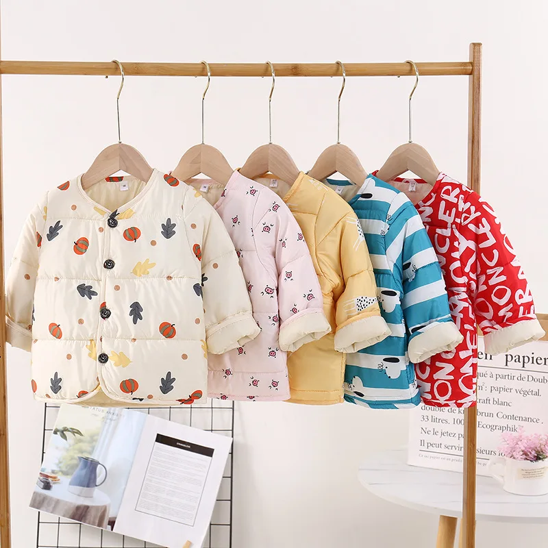 

2022 winter children's clothing new down padded jacket liner cotton jacket jacket boys and girls plus velvet western style