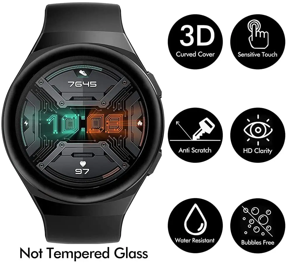 

Film For Huawei Watch GT2E 20D Full Curved Edge Soft Protective Film Cover For huawei GT2E Screen Protector Case (not Glass)