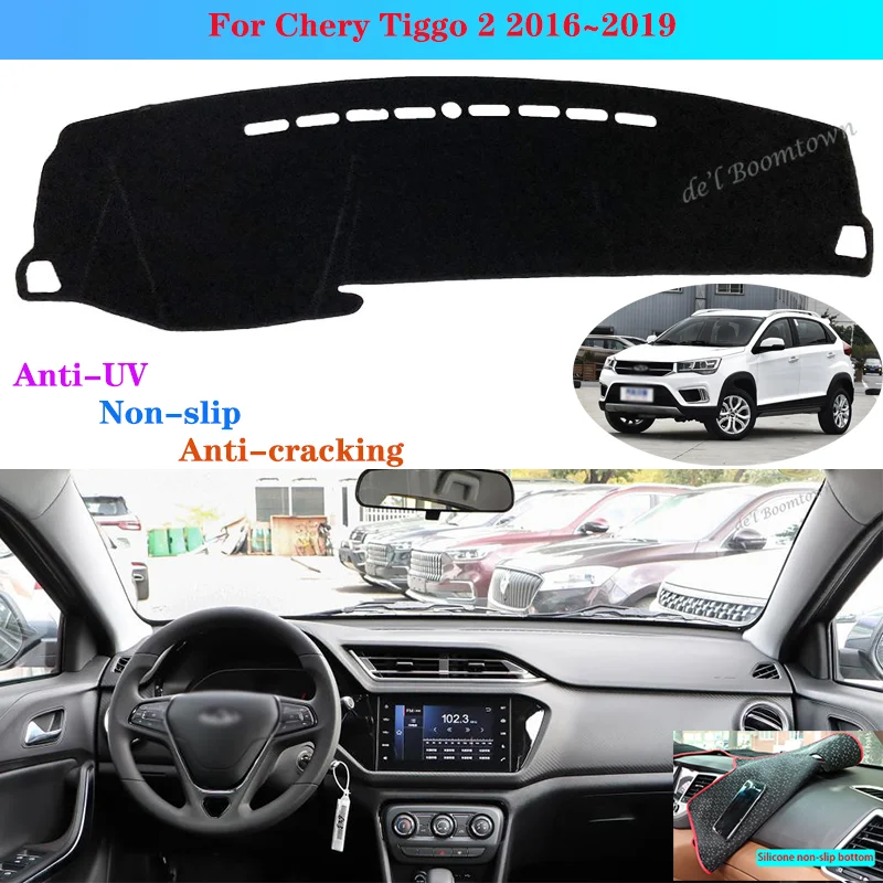 

Car Dashboard Cover Dash Mat For Chery Tiggo 2 2016 2017 2018 2019 Auto Non-slip sun Shade Dash Cover Protective pad