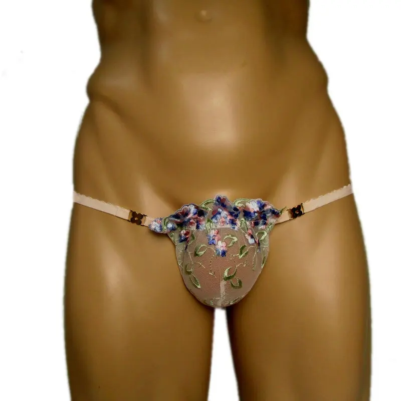 Трусы стринги для мужчин сексуальное кружевное нижнее белье геев трусы секса