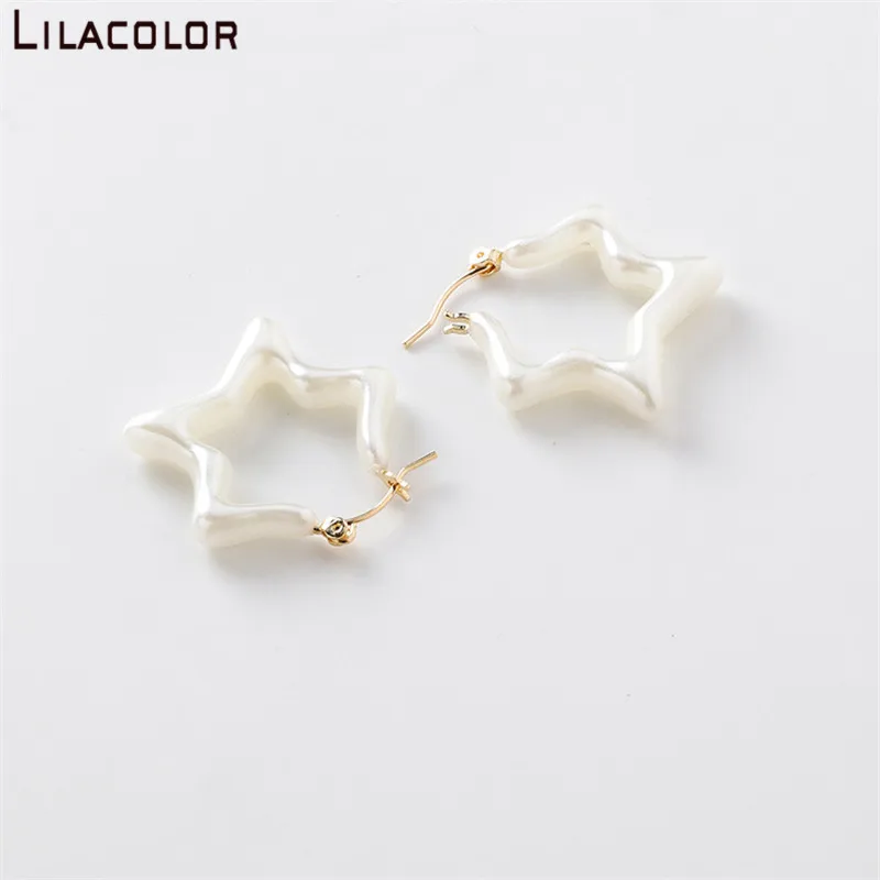 Милые женские серьги-кольца с белыми звездами 1 пара простые серьги-капли из