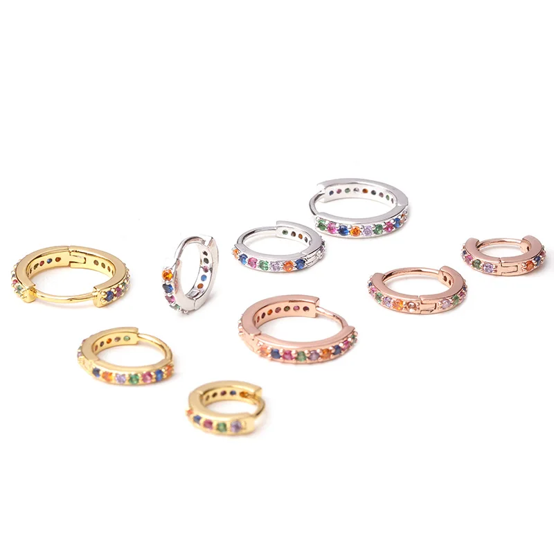 

1pc 6mm/8mm/10mm Multicolor Cz Huggie Hoop Cartilage Earring Helix Tragus Daith Conch Rook Snug Ear Piercing Jewelry