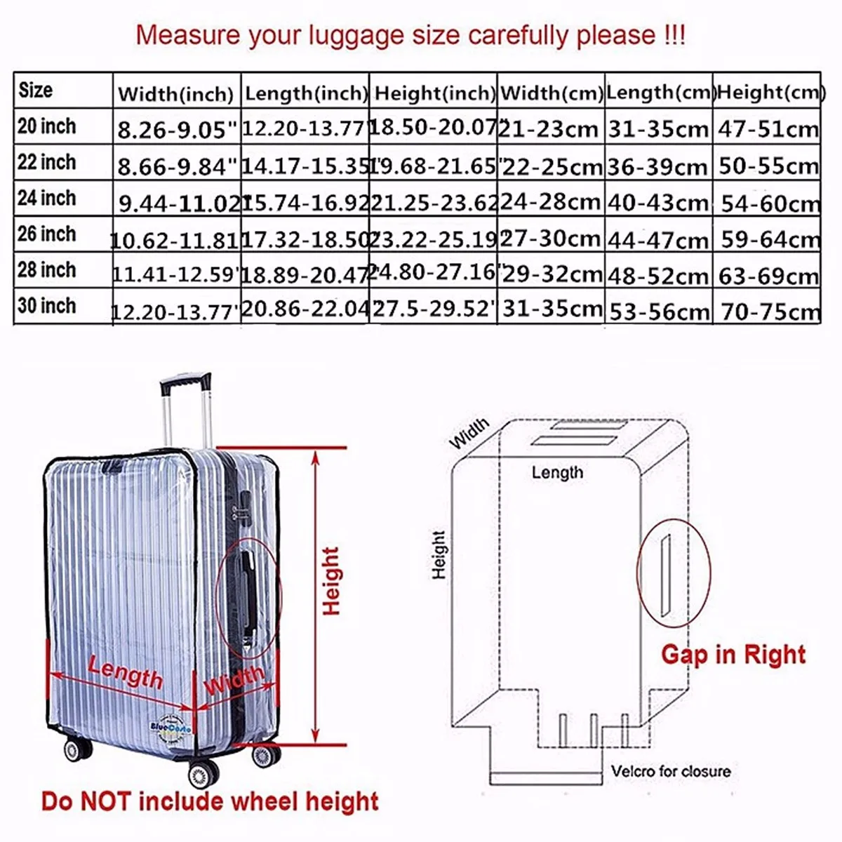 

Luggage Cover Transparent PVC Trolley Suitcase Cover Protective Cover DustProof Waterproof Luggage Protective Cover Travel Case