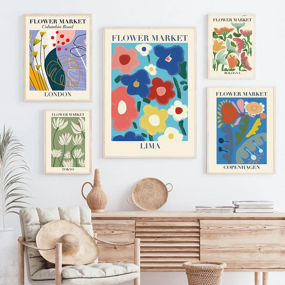 

Abstract Flower Market Leaf Color Vintage Wall Art Canvas Painting Nordic Posters And Prints Wall Pictures For Living Room Decor