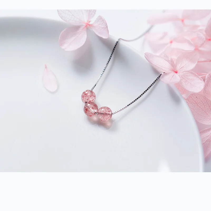 Женское короткое ожерелье Trustdavis серебро 925 пробы с кристаллом клубники