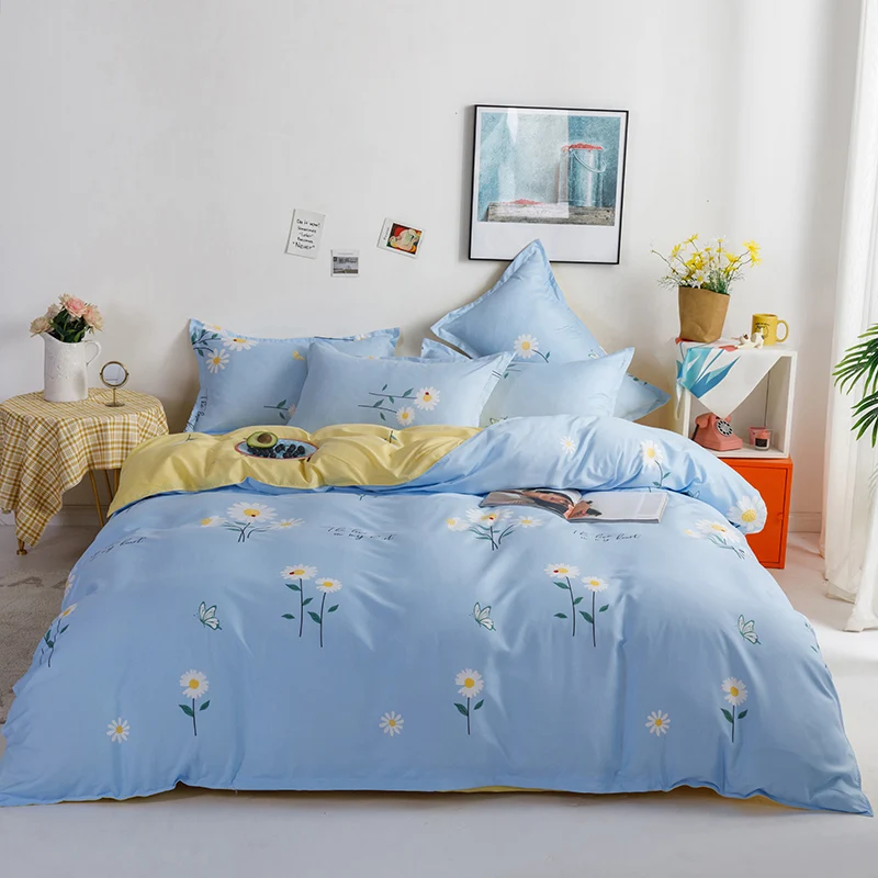 

Pastoral Floral Prin Duvet Cover Queen Plaid Nordic Bedding Sets Quilt Cover Set Single Double King Bed Linens Sheet Bedclothes