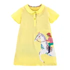 Платье детское хлопковое с коротким рукавом и принтом в виде лошадей