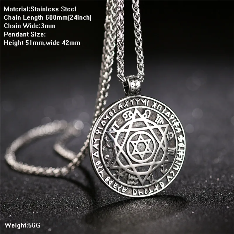 Мужское ожерелье с шестигранной пентаграммой талисмана ожерелья из нержавеющей