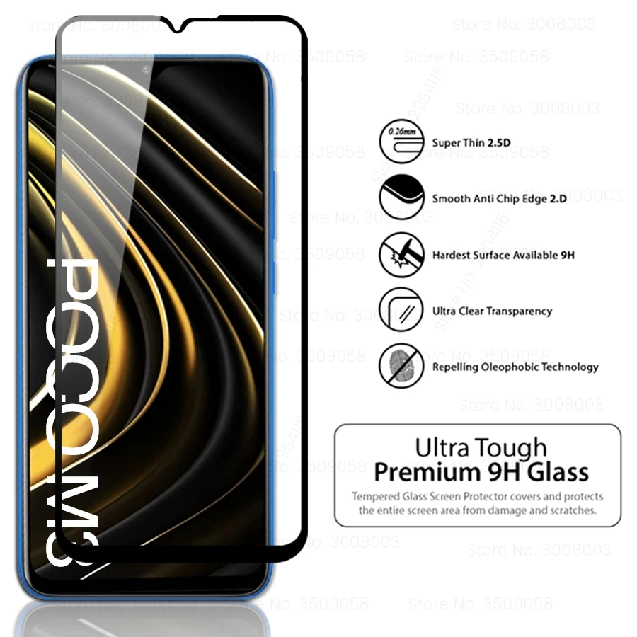 2 шт. 9d полное клеевое покрытие защита экрана pocom3 закаленное стекло для xiaomi pocophone