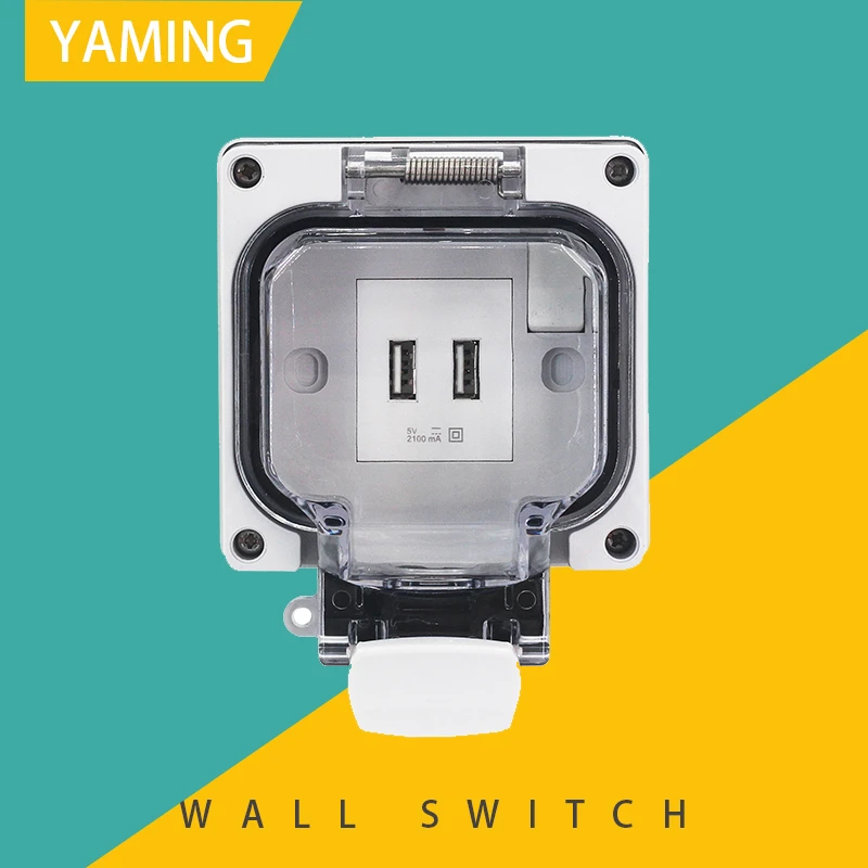 

Outdoor Waterproof USB Wall Switch Type 86 Concealed Rainproof Socket With Protective Cover IP66