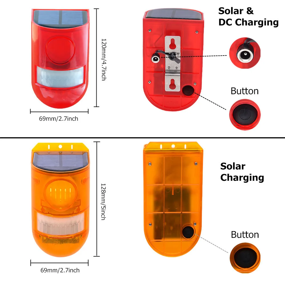 

Solar Light 129 Decibels Anti Theft Strobe Alarm Solar Lamp Motion Sensor Solar Power For Safety Garden Energy Saving Lights