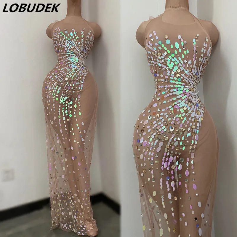 Сексуальное прозрачное платье для ночного клуба выпускного вечера дня рождения