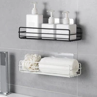 multifunction wrought iron storage shelves wall mount kitchen bathroom accessories sponge toilet paper holder household utensils