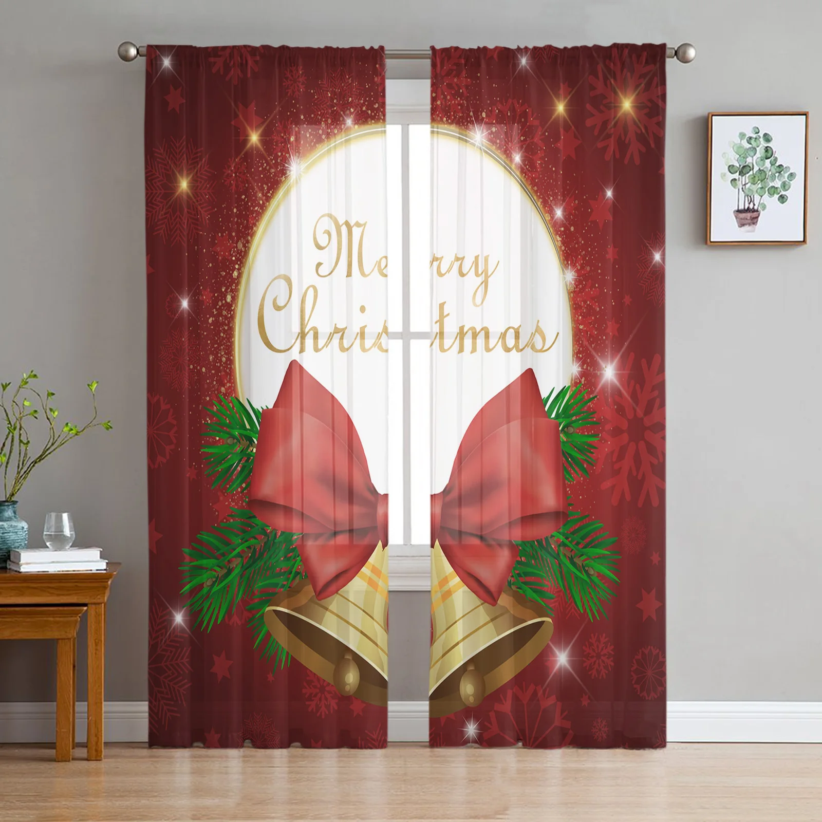 Рождественские рождественские колокольчики Красные праздничные прозрачные