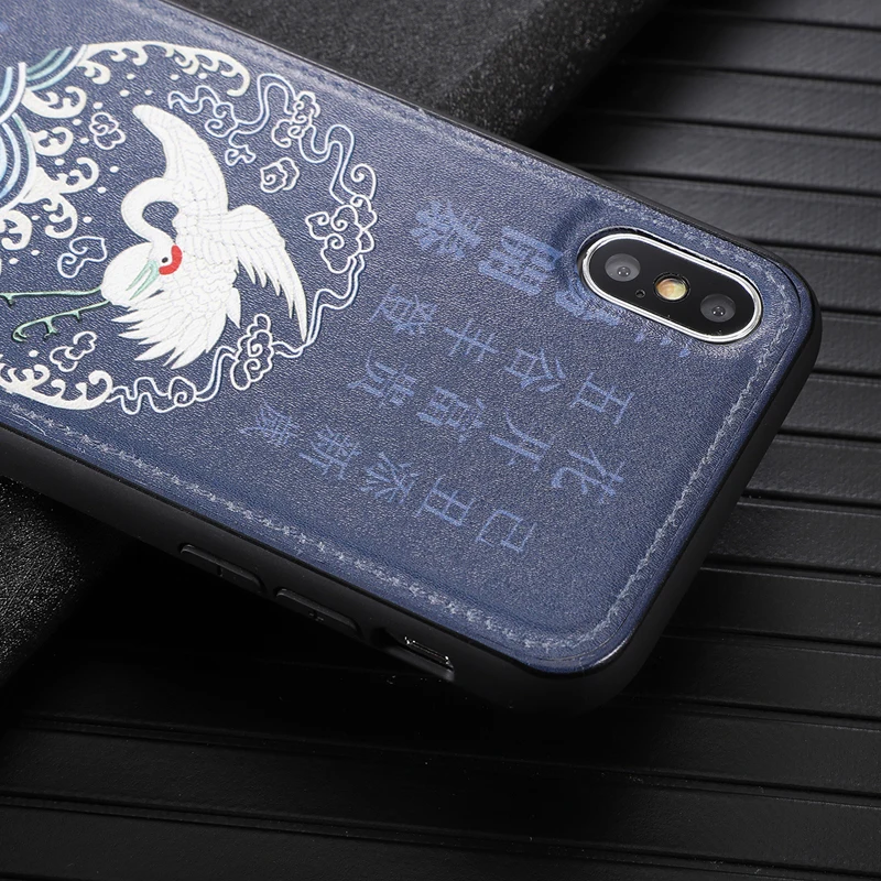 Chinese style case for iPhone x xr xs max 6 6s 7 8 plus phone cover Skin texture Dragon phoenix |