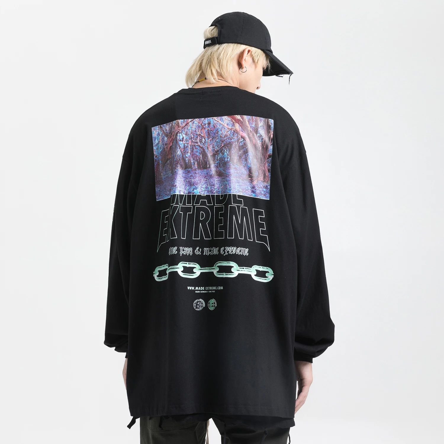 Свитшот мужской с надписью Forest Повседневный в стиле Харадзюку хлопковый пуловер