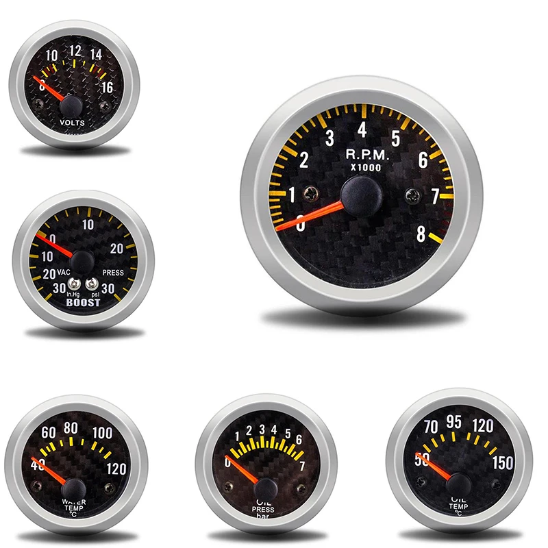 52 мм Автомобильный датчик температуры воды цифровой термометр Тахометр манометр