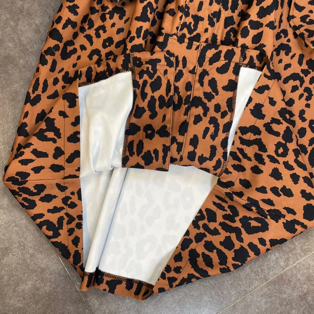 

ZCSMLL 2021 Autumn Stand-up vestido Collar Long-sleeved Drawstring Waist Sexy Leopard Print Ins Style Korean Loose Style