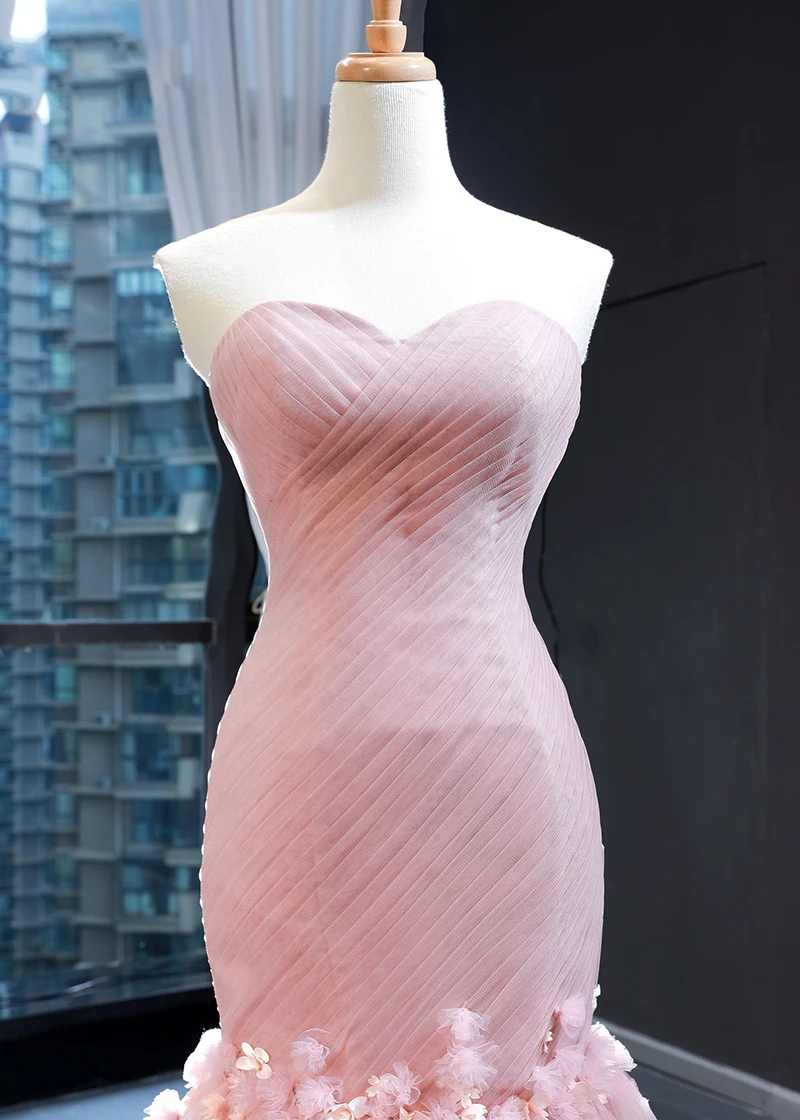 Женское вечернее платье с юбкой годе без бретелек оборками|Вечерние платья| |