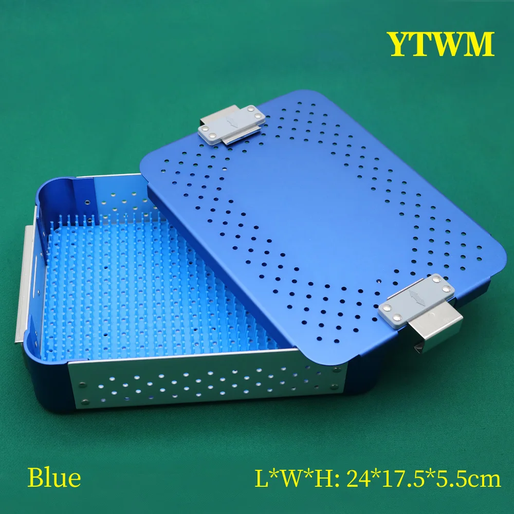 Sterilization box for surgical instruments 5.5cm blue stainless steel aluminum alloy silicone with silicone pad