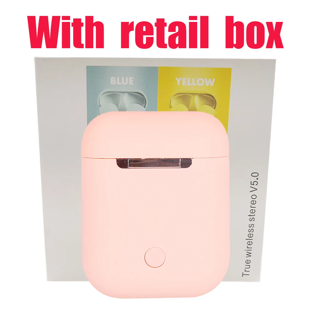 i12D pink Colorbox Оригинальные Macaron i12 TWS беспроводные наушники Bluetooth 5,0 наушники 12 сенсорные настоящие стерео наушники для андроида спортивные наушники для телефона - Цвет: i12D pink Colorbox