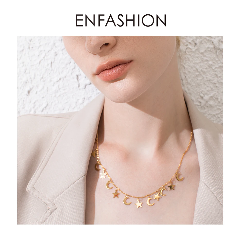 ENFASHION звезда и колье-чокер с Луной для женщин нержавеющая сталь цепь Подвески Ожерелья Мода Femme ювелирные изделия ожерелье PM193014