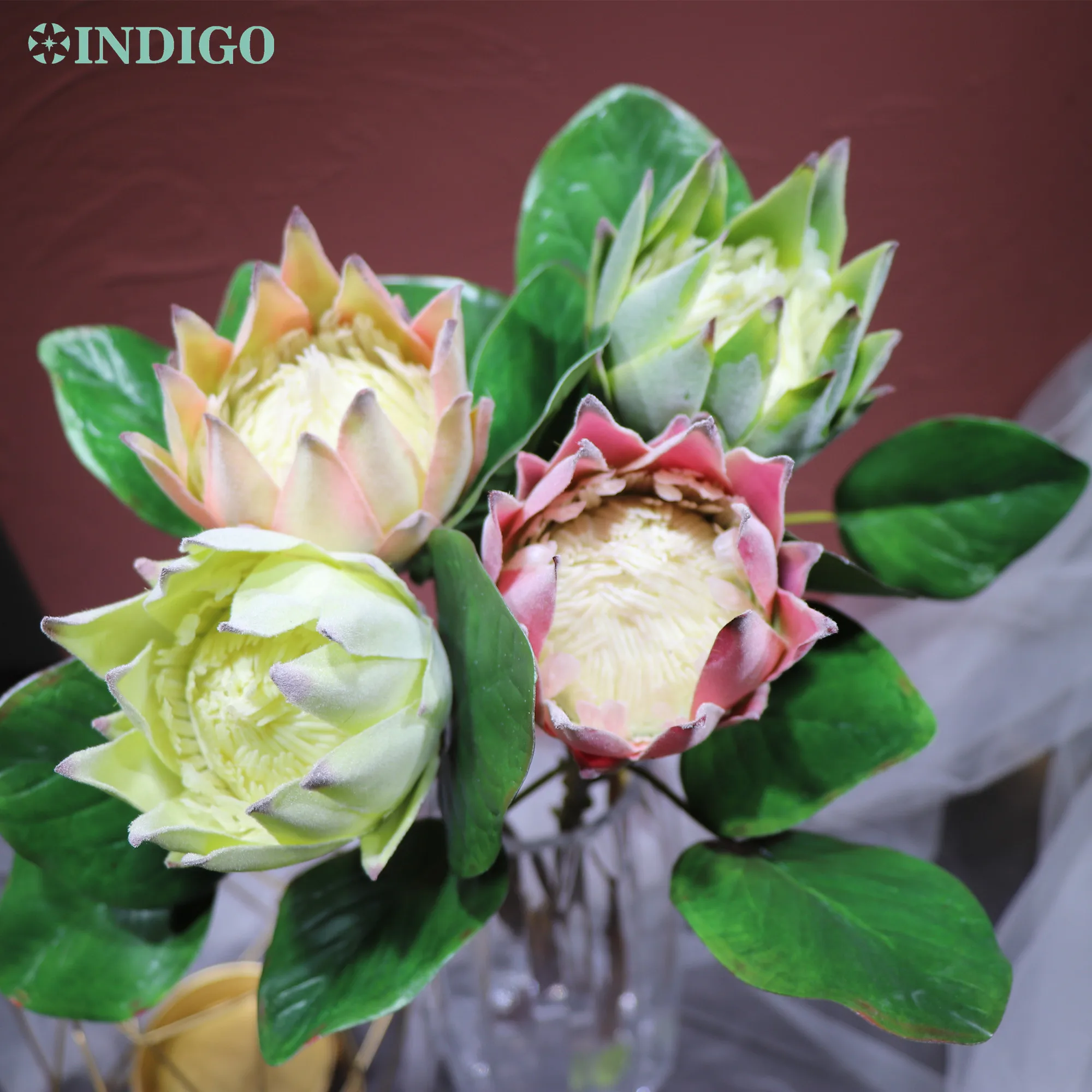 

Protea Princess Flower New Style For Home Shop Cynaroides Real Touch Artificial Flower Wedding Flower Party Event - INDIGO