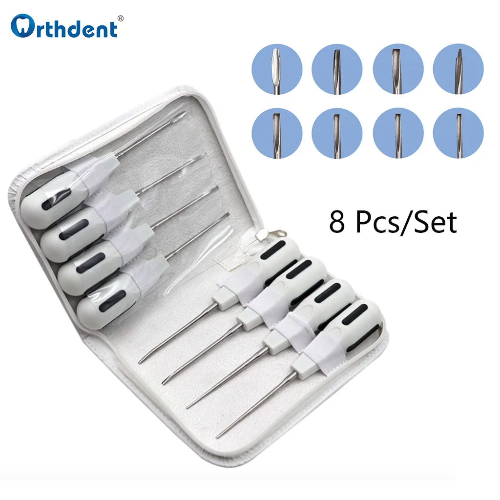 

8 Pcs/Set Dental Surgery Extracting Apical Root Elevator Stainless Steel Autoclave Dentistry Lab Instrument Luxating Lift Tools