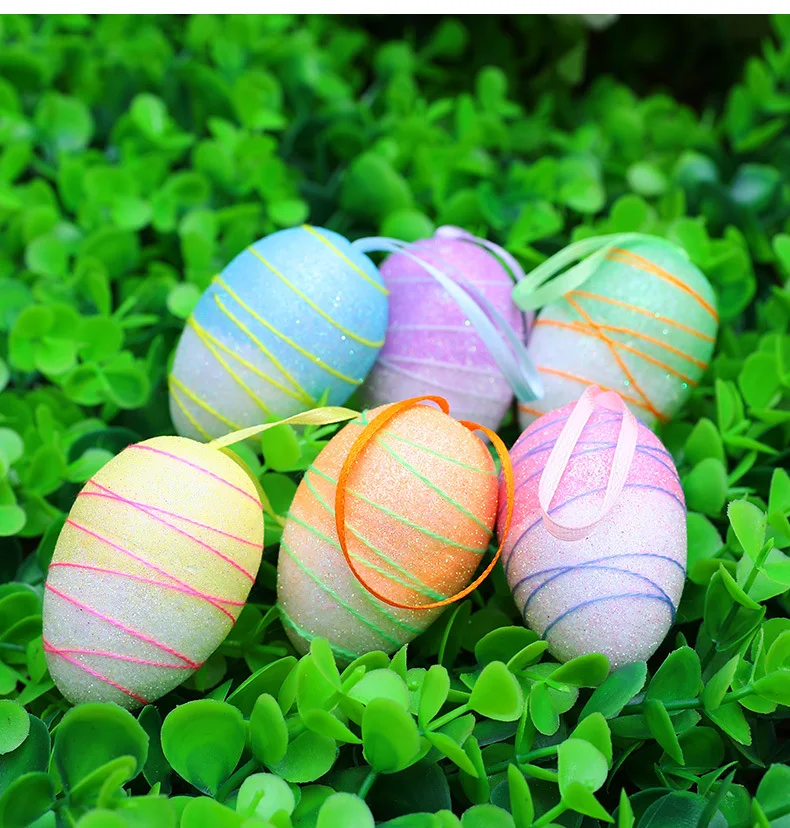 

6pcs Easter Simulation Eggs Colorful Eggs Party Chick Happy Easter Party Decor For Home 2022 Kids Ester DIY Gifts Oranment Favor