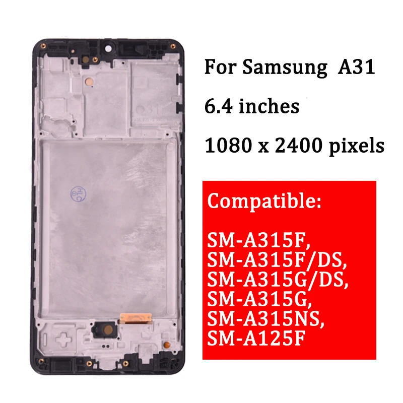 Pantalla Super AMOLED de 6,4 pulgadas para SAMSUNG GALAXY A31, A315, LCD con montaje de digitalizador de pantalla t&aacute;ctil para Samsung SM-A315F, A315G-1