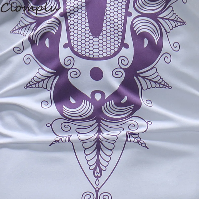 

Clomplu African Clothes Dashiki Men Fashion Man Autumn Long Length Floral Tops V Neck Black White Plus Size