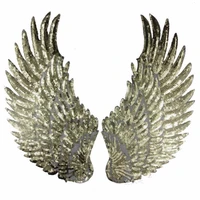 1pair fashion goldsilver wings sequins patches for clothing lron on embroidered patch motif applique diy lentejuelas accessories