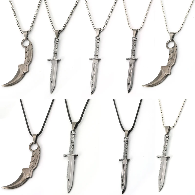 Game CS GO Necklace CSGO Counter Strike Karambit Knife Weapon Pendant Necklaces Choker Necklaces Women Game Jewelry collares