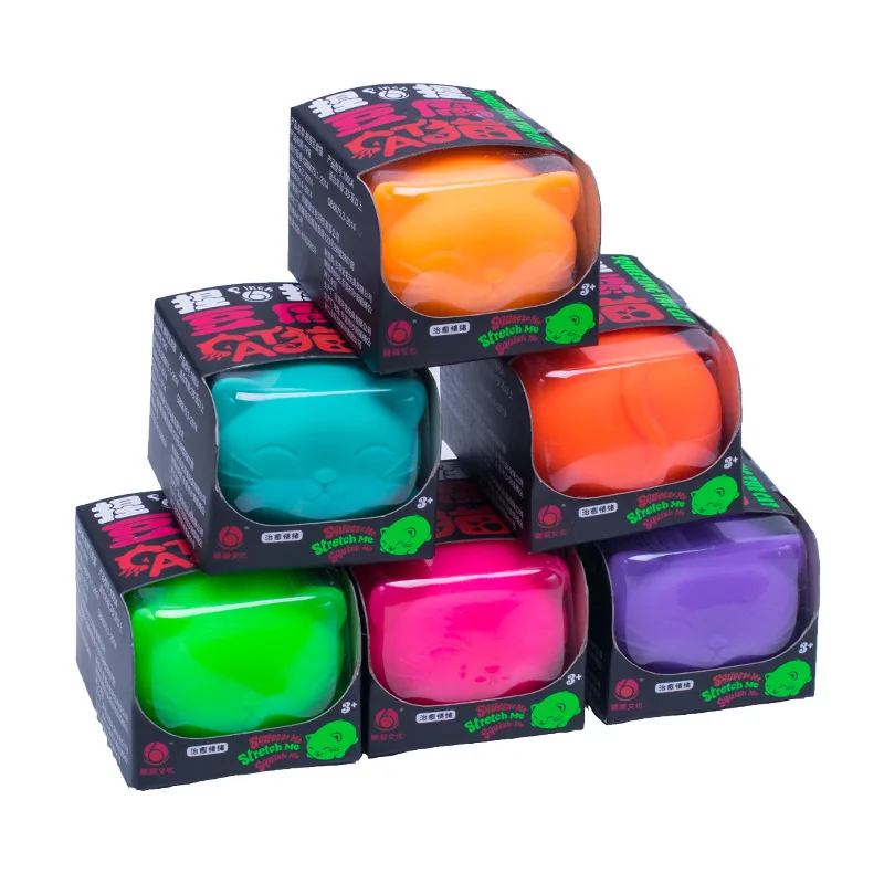 

Fidget Sensory Toy Cat Squishy Squeeze Decompression Stress Relief and Anti-Anxiety Toys For Kids Xmas Gifts