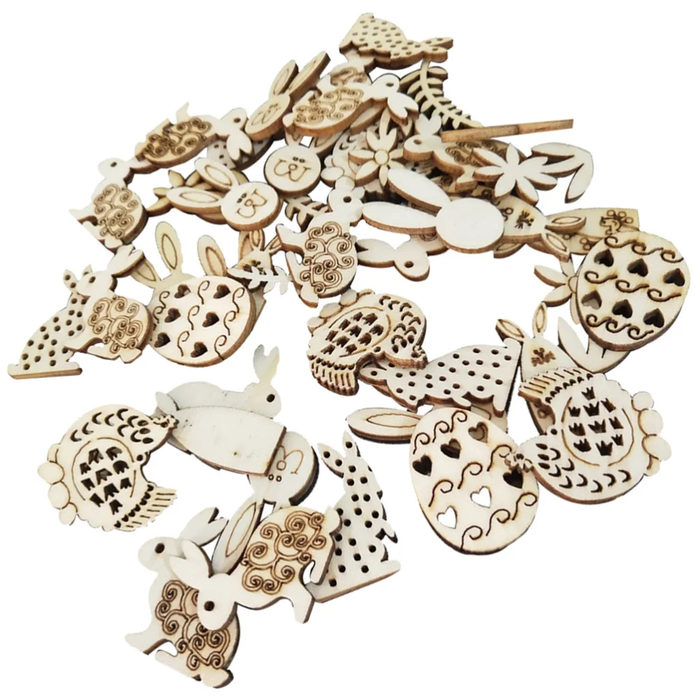 

100Pcs Easter Theme Unfinished Wood Cutouts Wooden Paint Crafts for DIY Projects