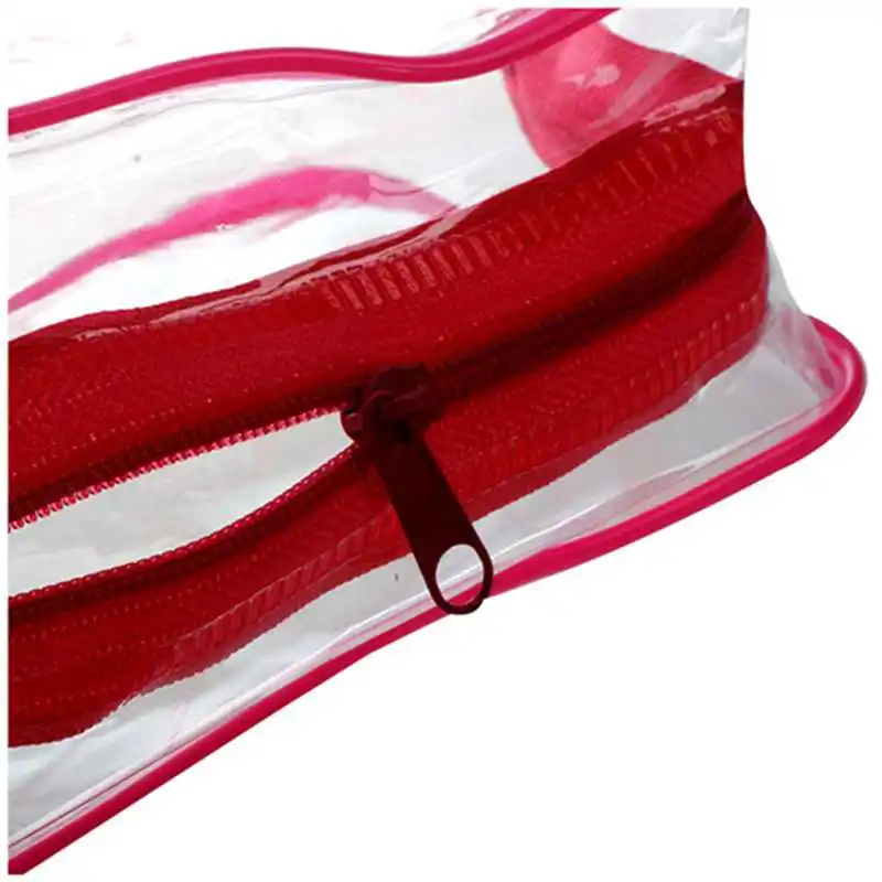 Прозрачная дорожная косметичка из ПВХ цвет розово красный S|Косметички| |