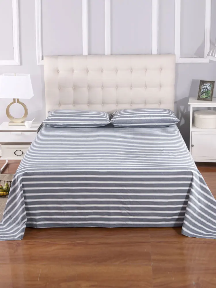 Большой сон хлопковая полоска серебряная плоская простыня (240*260 см)