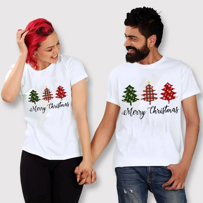 Christmas Tree Family Matching Clothes Cotton Look Mom Dad and Me Kids Short Sleeves Tshirt Baby Rompers Outfits | Мать и ребенок