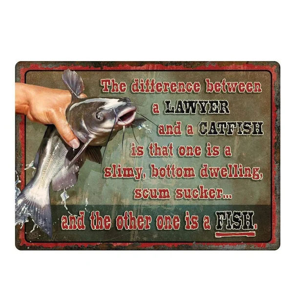 

6325 River's Edge Catfish / Attorney 8"x12" Tin Sign