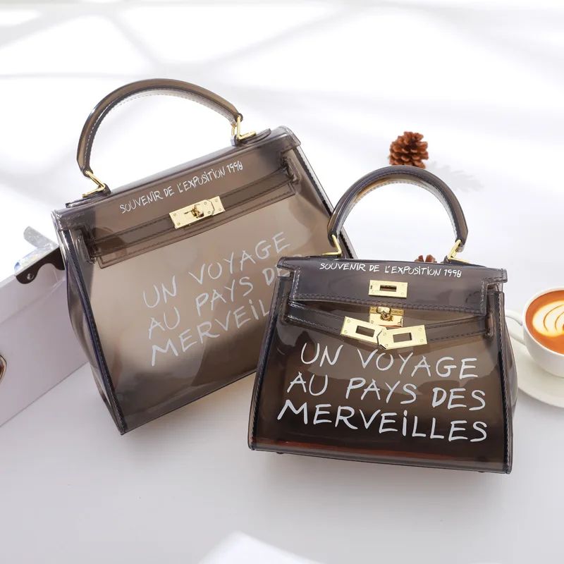 

Transparent bag women's new ersion versatile fashion jelly bag simple single shoulder Shoulder Messenger portable women's bag
