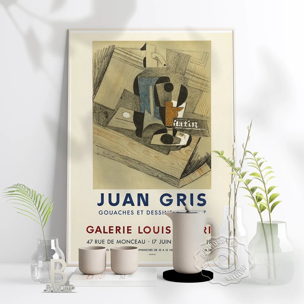 

Juan Gris 1965 Vintage Exhibition Poster, Galerie Louise Leiris In Paris 1965 Art Print, Gouaches Et Dessins Home Decor Gift