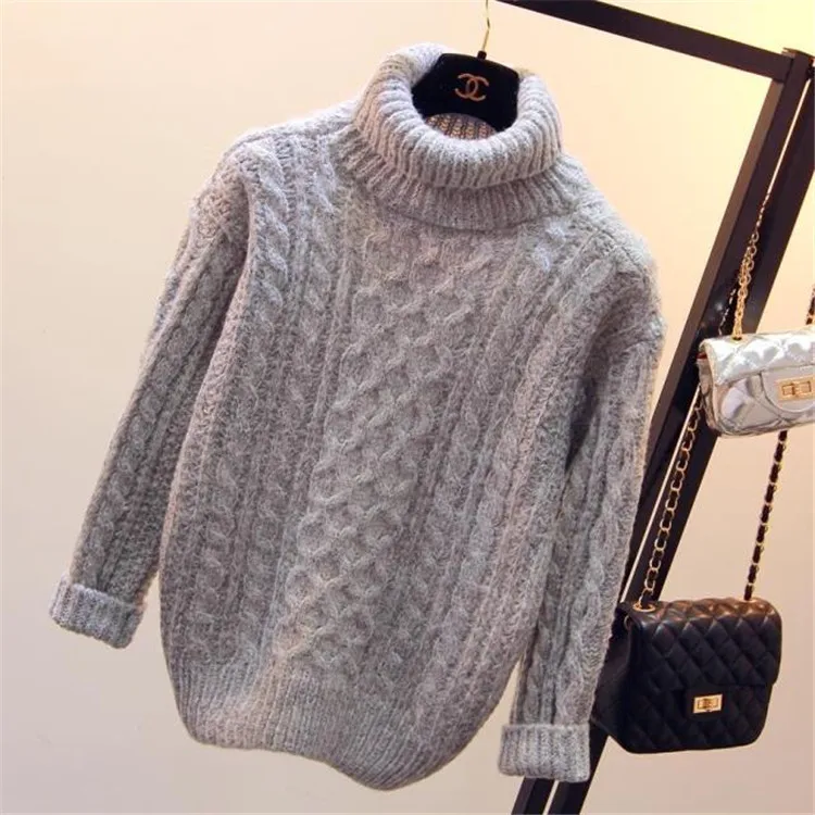

Crocheted women sweater 2019 Korean fashion high collar warm fashion pullover shirt autumn winter ladies sweater girls students