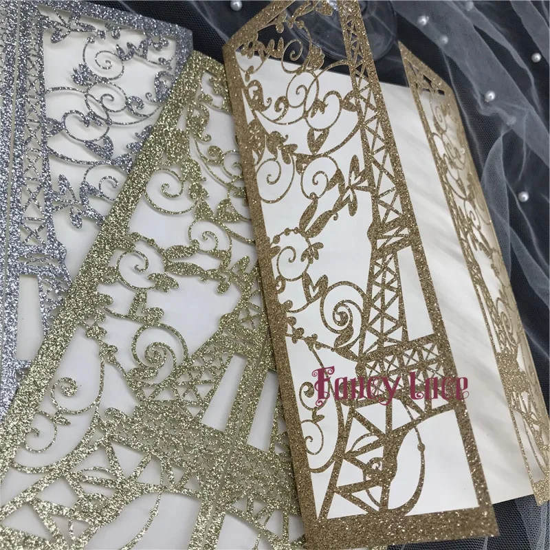 50 шт. Блестящий Свадебный комплект с изображением Эйфелевой башни